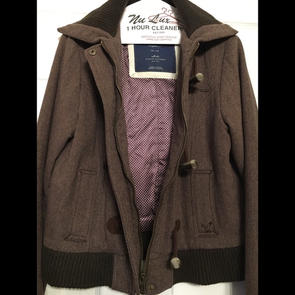 Chocolate Brown Tweed Toggle Coat - Picture 4 of 6